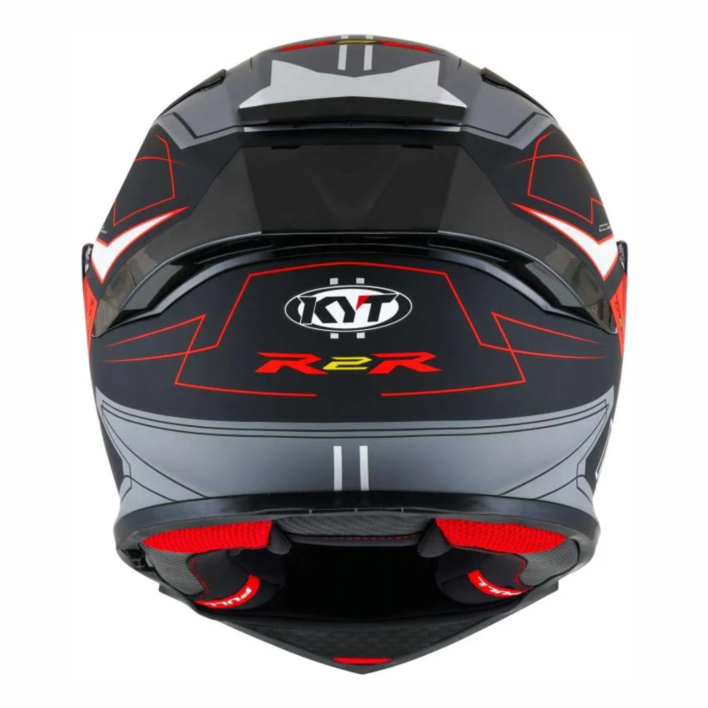 KYT R2R Pro LED Helmet - Matt Black Grey Fluro Red