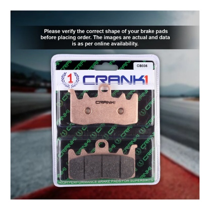 Crank1 Fully Sintered H2 Series Brake Pads for BMW R 1200 RT LC (2014-2018)