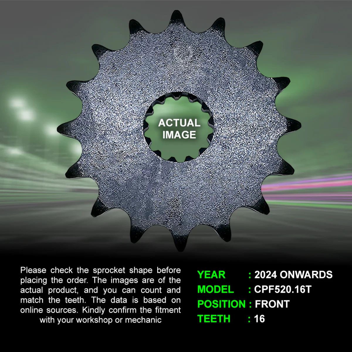 Crank1 Triumph Tiger 900 Rally Pro (2024 Onwards) Pitch 525 Performance Motorcycle Sprocket - Black - Crank 1