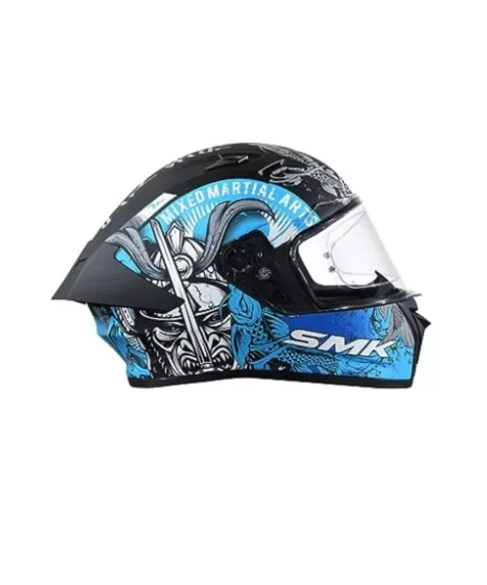 SMK Stellar Samurai Matt Black Grey Blue (MA265) Helmet - SMK