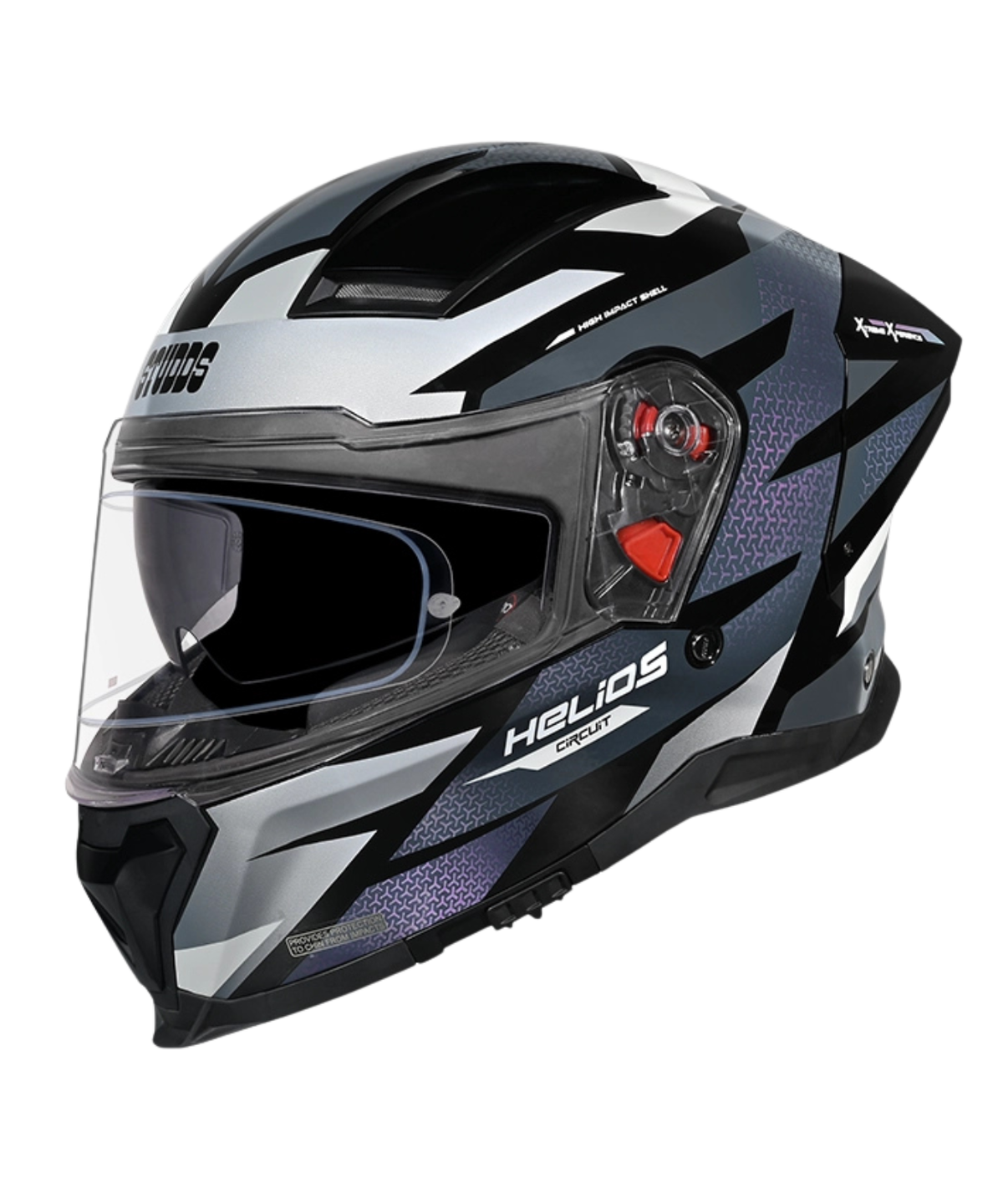 Studds Helios D2 Circuit Chameleon Decor Graphics Helmet - Gloss Black Grey N4 - Studds