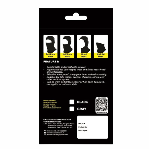 Tecza Dry Fit Balaclava - Black