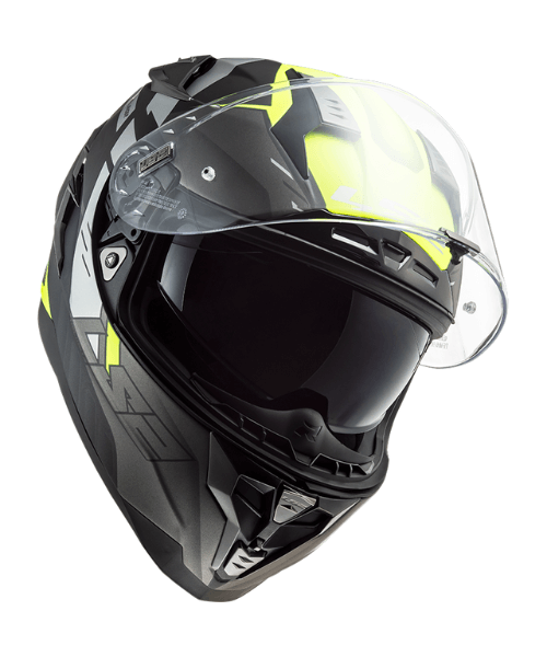 LS2 FF327 Challenger Allert Matt Titanium Hi-Viz Helmet - Yellow