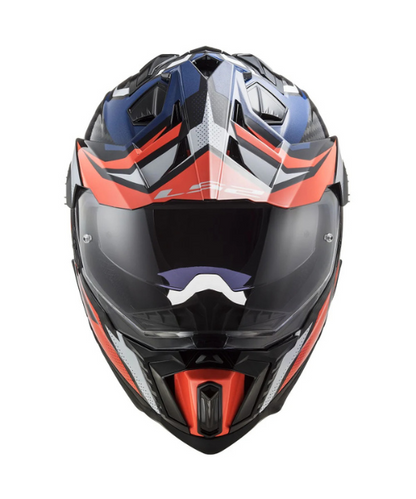 LS2 MX701 C Explorer Focus Carbon Helmet - Gloss Blue White Red