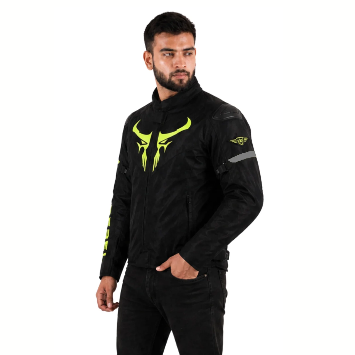 Lone Ranger Rebel Riding Jacket - Black Neon Green