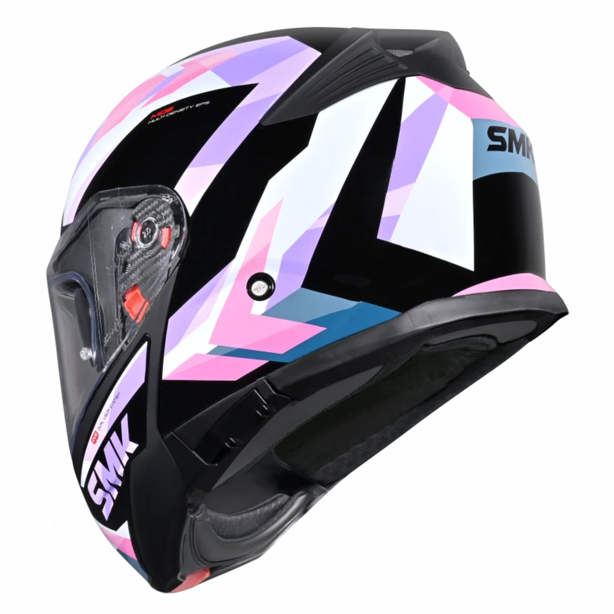 SMK Gullwing Charger GL219 Flip Up Helmet - Gloss Black Pink White - SMK