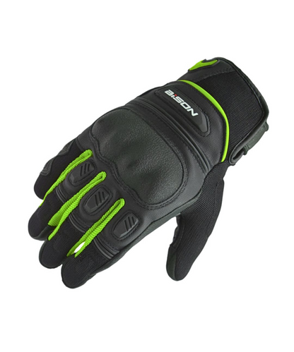 Bison ProGear Air Pro Riding Gloves - Black Hi-Viz Green