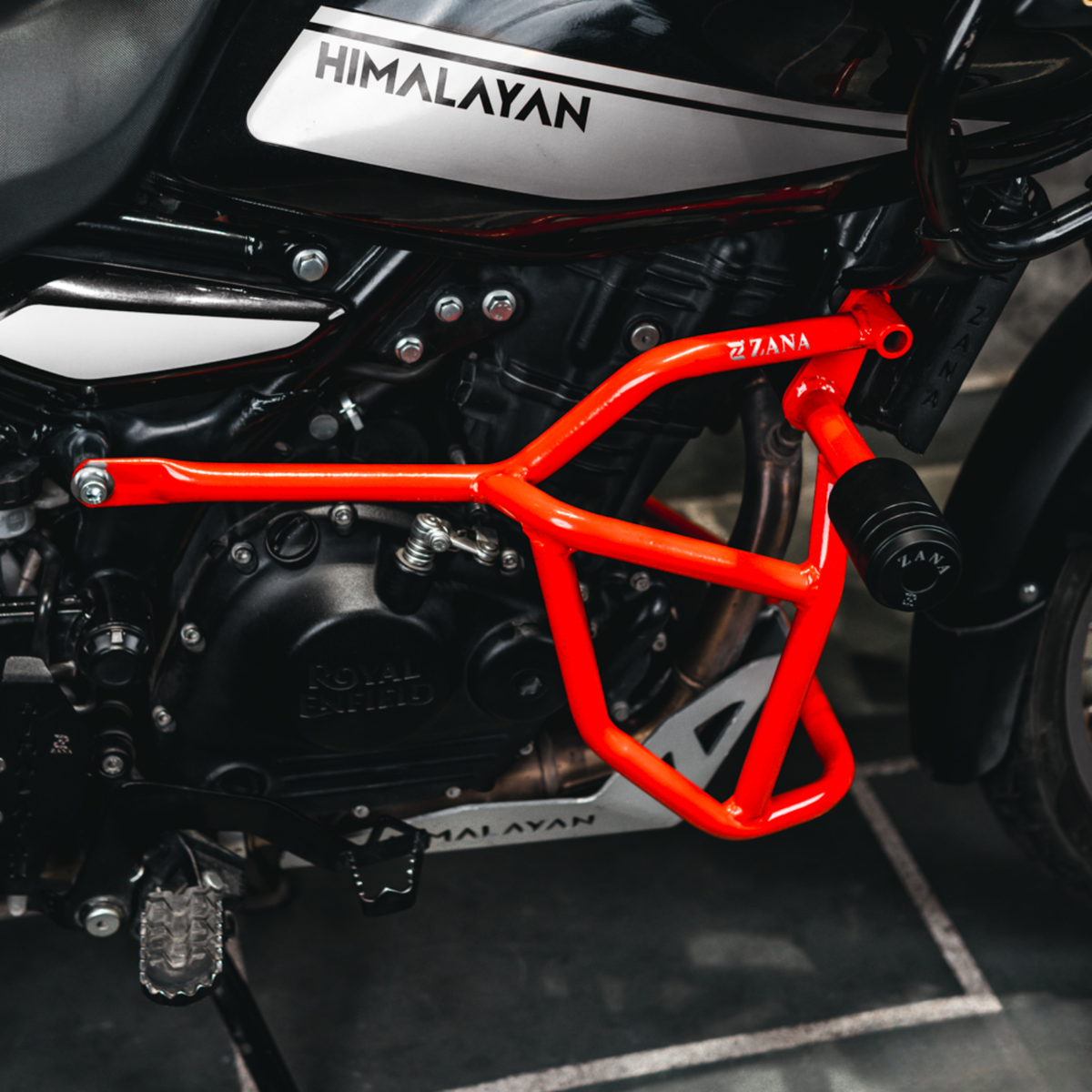 Zana Royal Enfield Himalayan 450 Crash Guard with Slider Type-1 / V-2 (MS) - Red - ZI-8754 - Zana