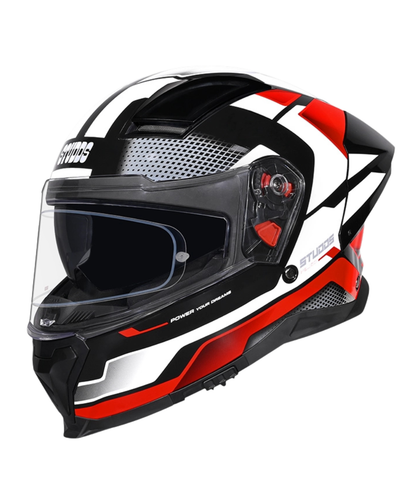 Studds Helios D1 Asphalt Decor Graphics Helmet - Gloss Black Red N2