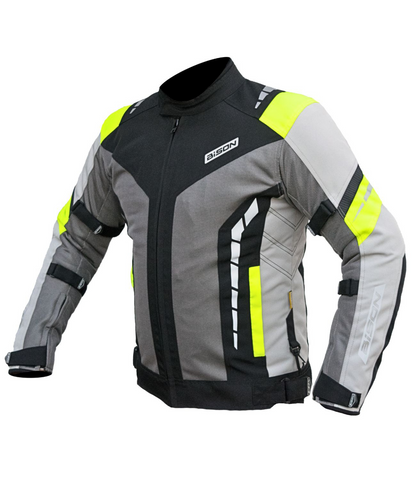 Bison ProGear Masculine V.2 Riding Jacket - Grey Hi-Viz Green