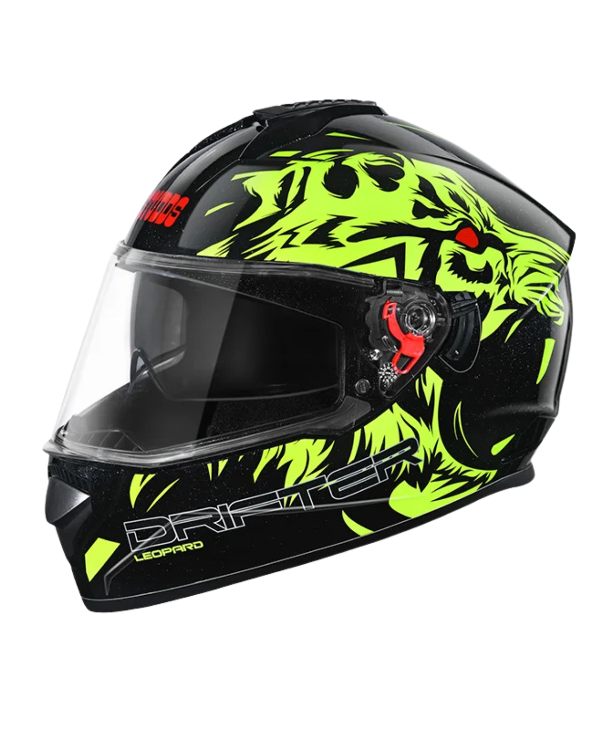 Studds Drifter D2 Leopard Decor Graphics Helmet - Gloss Black Yellow N5 - Studds