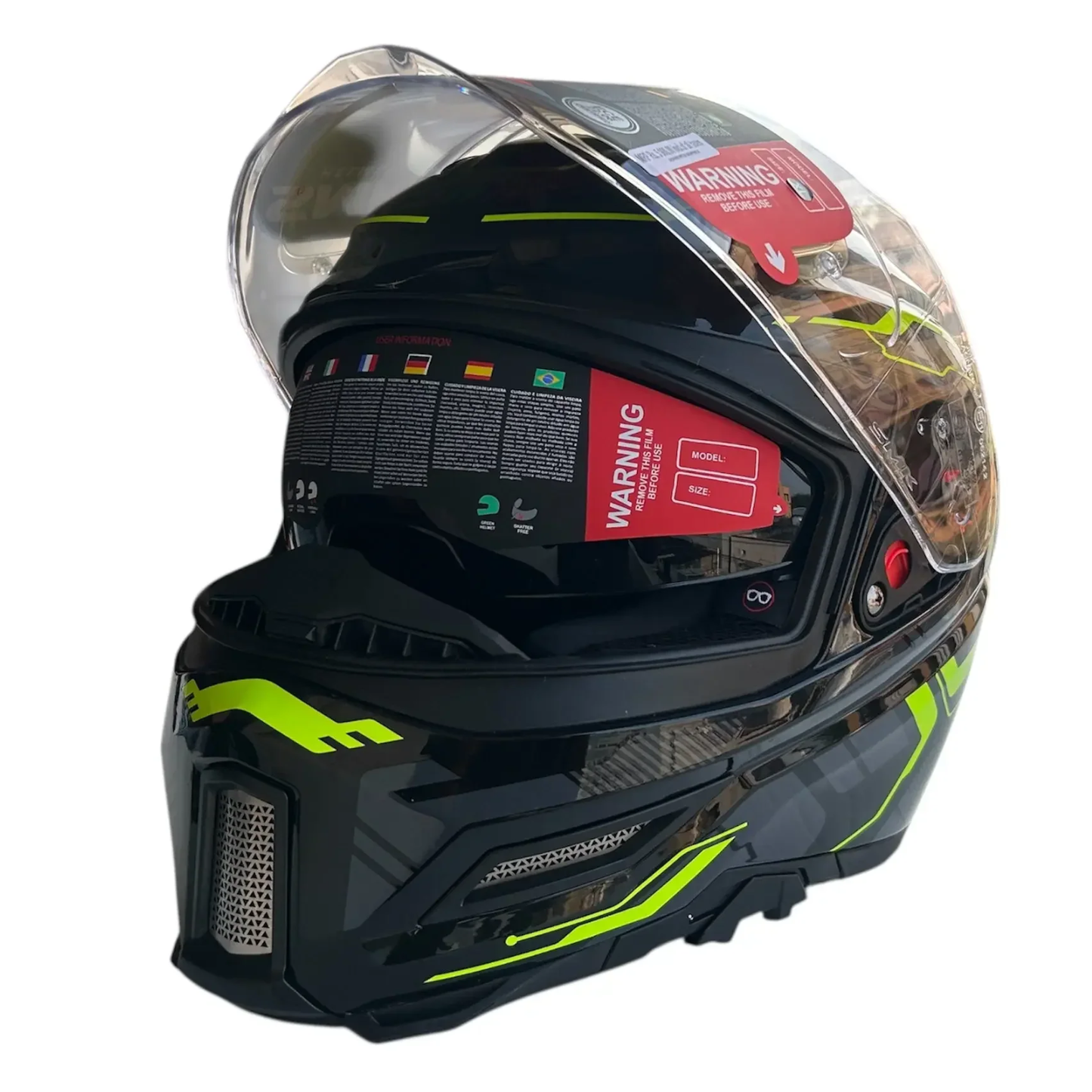 SMK Agnar Tektron GRPS GL264 Full Face Helmet - Gloss Black Yellow