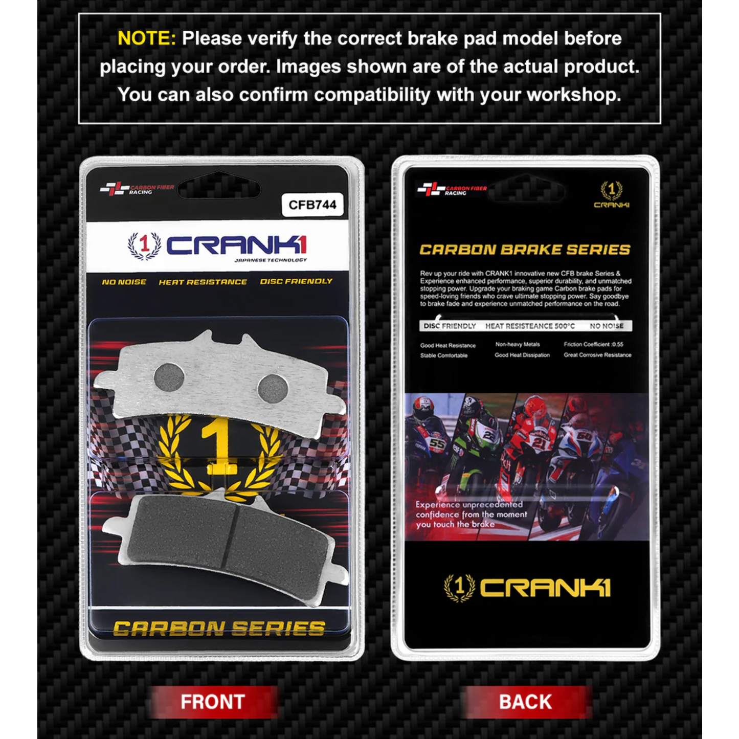Crank1 Triumph Street Triple 765 RS (2018-2022) Carbon Brake Pads