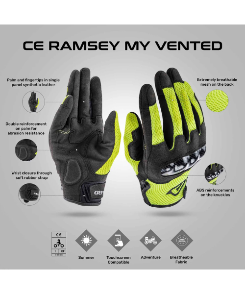 Acerbis Ramsey My Vented Riding Gloves - Black Yellow