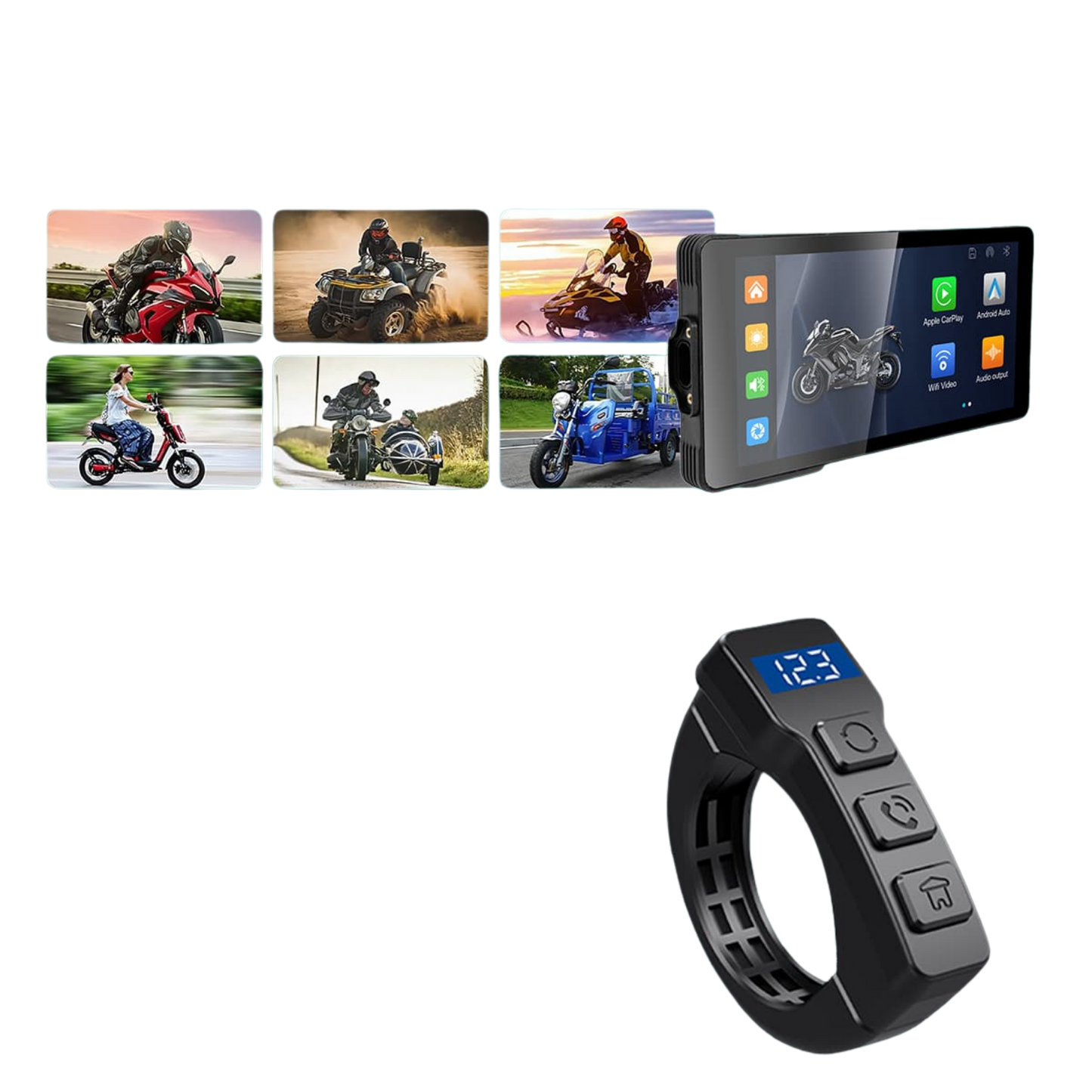 Simtac M10DT Motorcycle Navigation Screen 5.5 Inches with DVR / TPMS