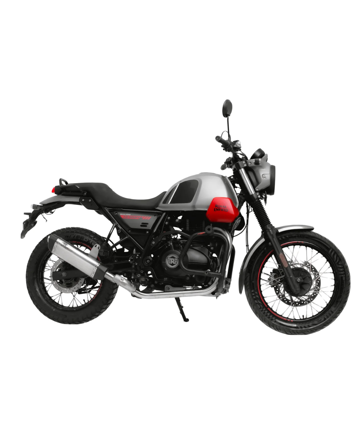Red Rooster Performance Vertex Exhaust for Himalayan 411/ Scram 411 / Scram 440 - Silver Matte