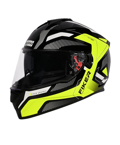 Studds Drifter D5 Fiker Decor Graphics Helmet - Gloss Black Yellow N5
