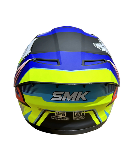 SMK Stellar Uno GRPS MA254 Full Face Helmet - Matt Black Blue Yellow