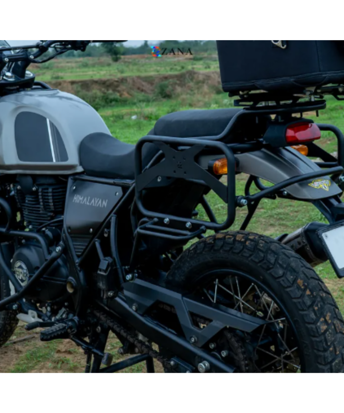 Zana Royal Enfield Himalayan 411 / Scram 411 Saddle Stay V-2 with Exhaust Shield with Jerry Can Mount - ZI-8133 - Zana