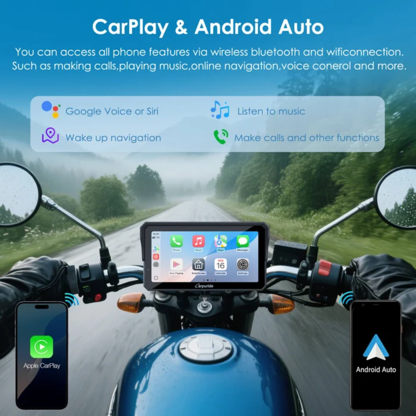 Carpuride W602S Pro 6-Inch Motorcycle CarPlay