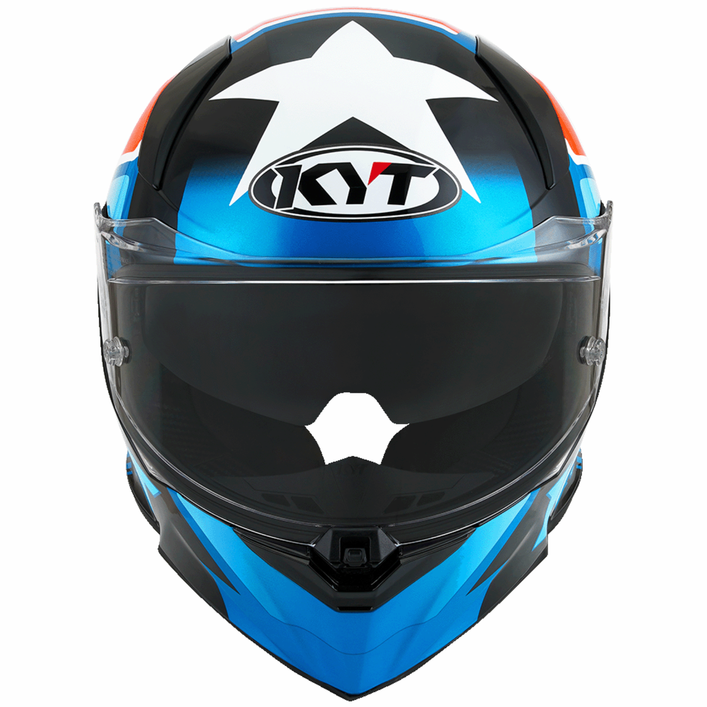 KYT R2R Pro Straight Helmet - Gloss Blue Orange White