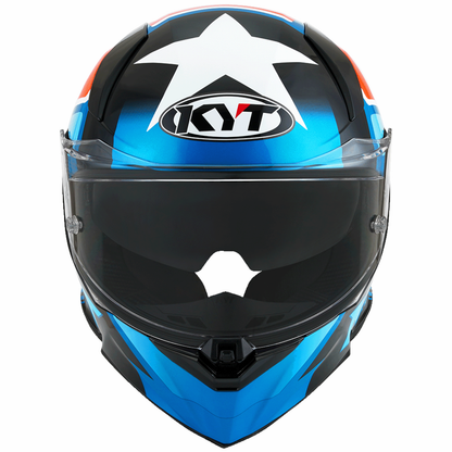 KYT R2R Pro Straight Helmet - Gloss Blue Orange White