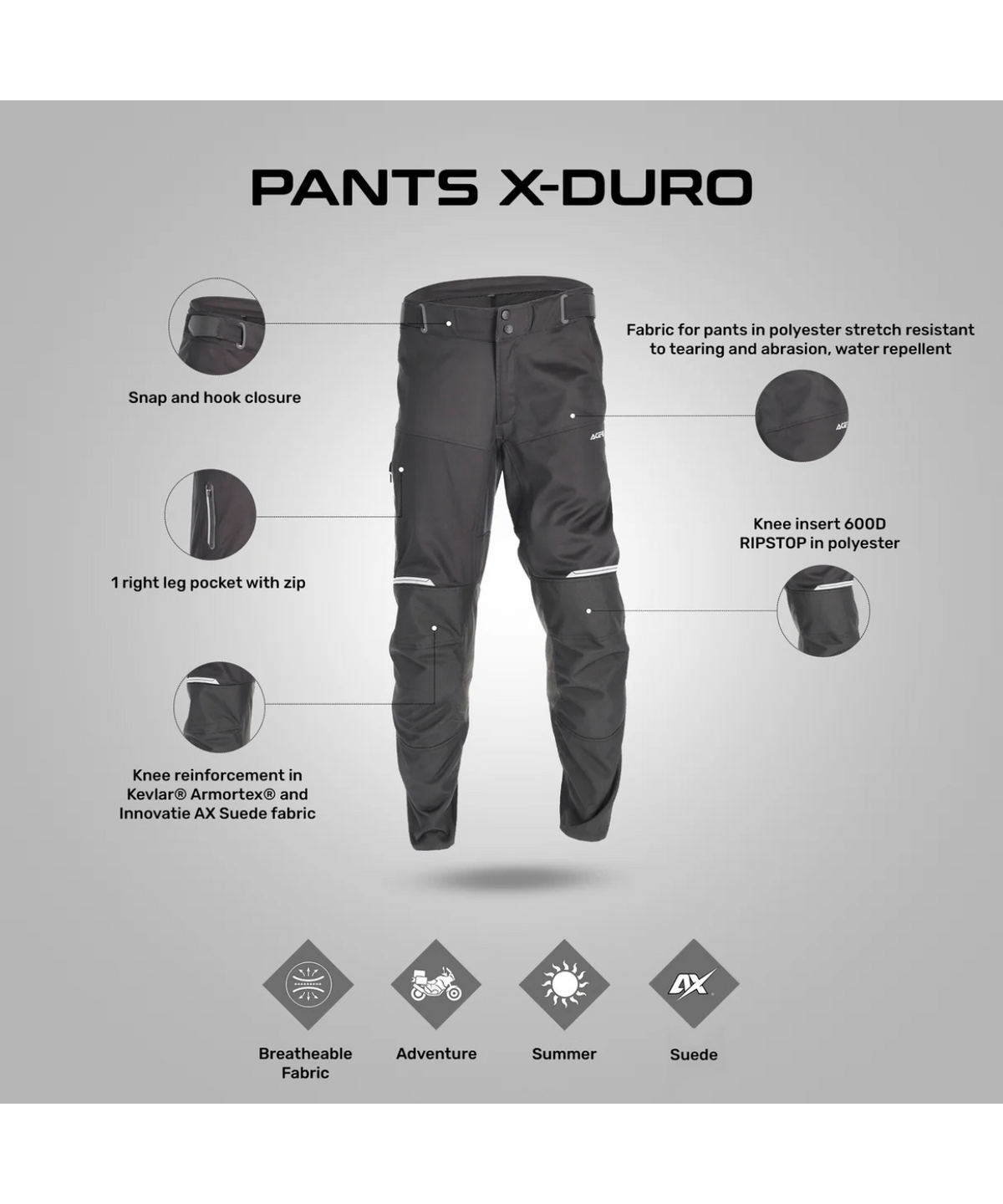 Acerbis X-Duro Riding Pant - Black - Acerbis