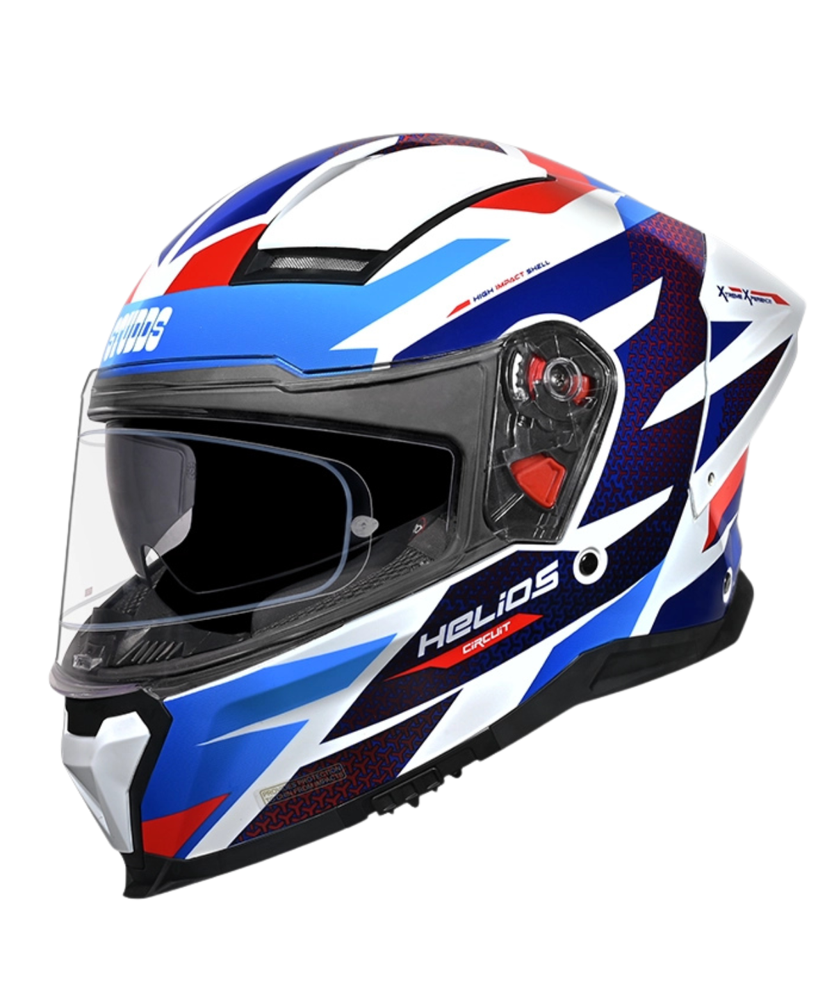 Studds Helios D2 Circuit Decor Graphics Helmet - Gloss White Blue N1 - Studds