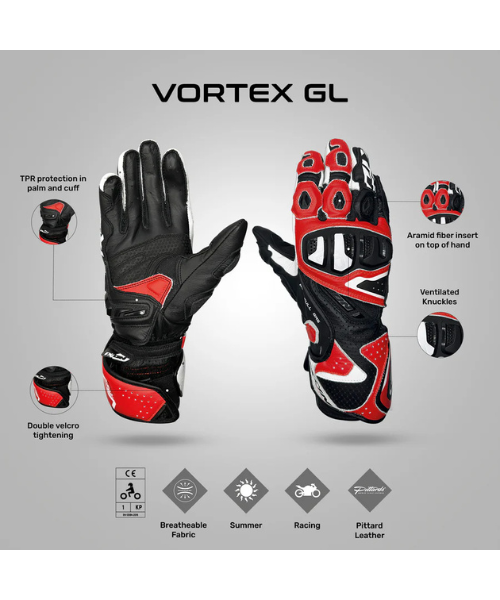 Ixon Vortex GL Riding Gloves - Black White Red