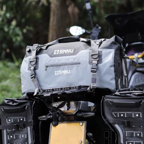 SMNU 48L Polyester Waterproof Reflective Multifunctional Duffle / Tail Bag - Black Grey - SMNU