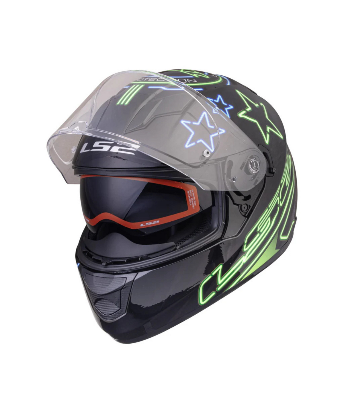 LS2 FF320 Stream Evo With Pinlock Helmet - Gloss Neon Black Fluo Green Blue - LS2