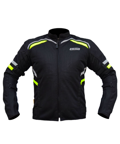 Bison ProGear Raptor V.2 Riding Jacket - Black Hiviz Green