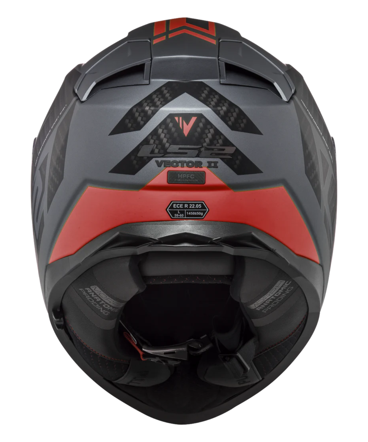 LS2 FF811 Vector II Splitter Matt Titanium Helmet - Red