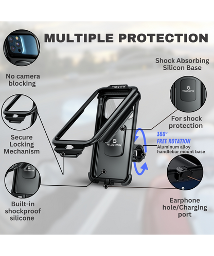 Yellowfin Fully Waterproof Bike Mobile Phone Holder Mount with Vibration Damper without Charger - M18L-C1