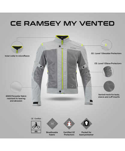 Acerbis Ramsey MY Vented Riding Jacket - Grey Yellow