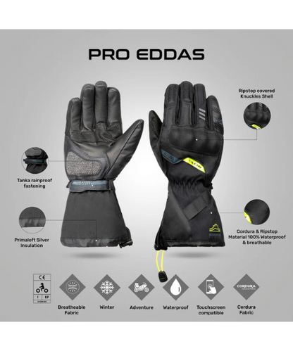 Ixon Pro Eddas Riding Gloves - Black Bright Yellow