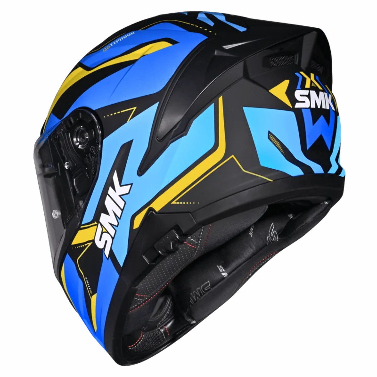 SMK Typhoon Azonix GRPS GL254 Full Face Helmet - Gloss Black Blue Yellow - SMK