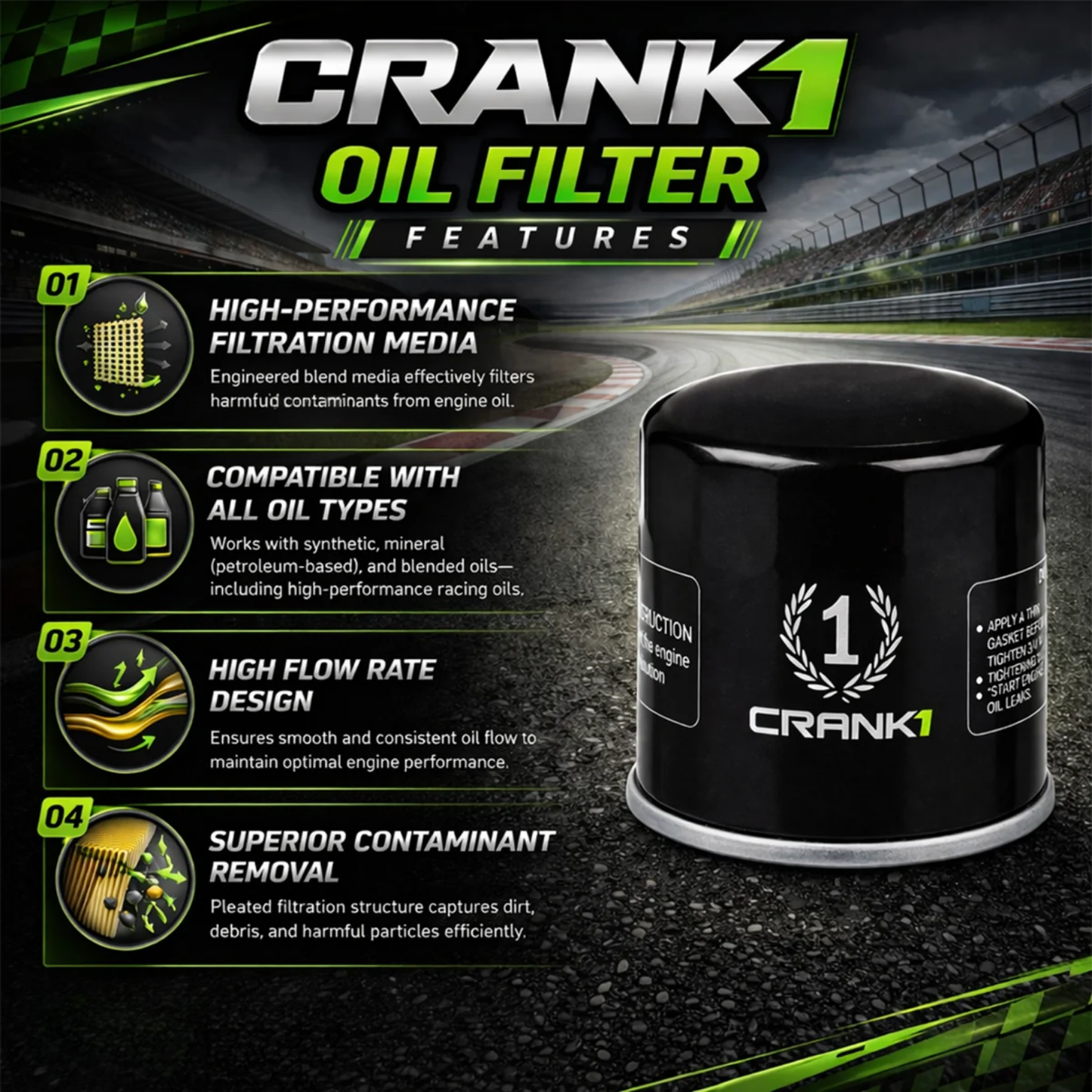 Crank1 Royal Enfield Super Meteor 650 (2023 Onwards) Performance Oil Filters - CPO-515
