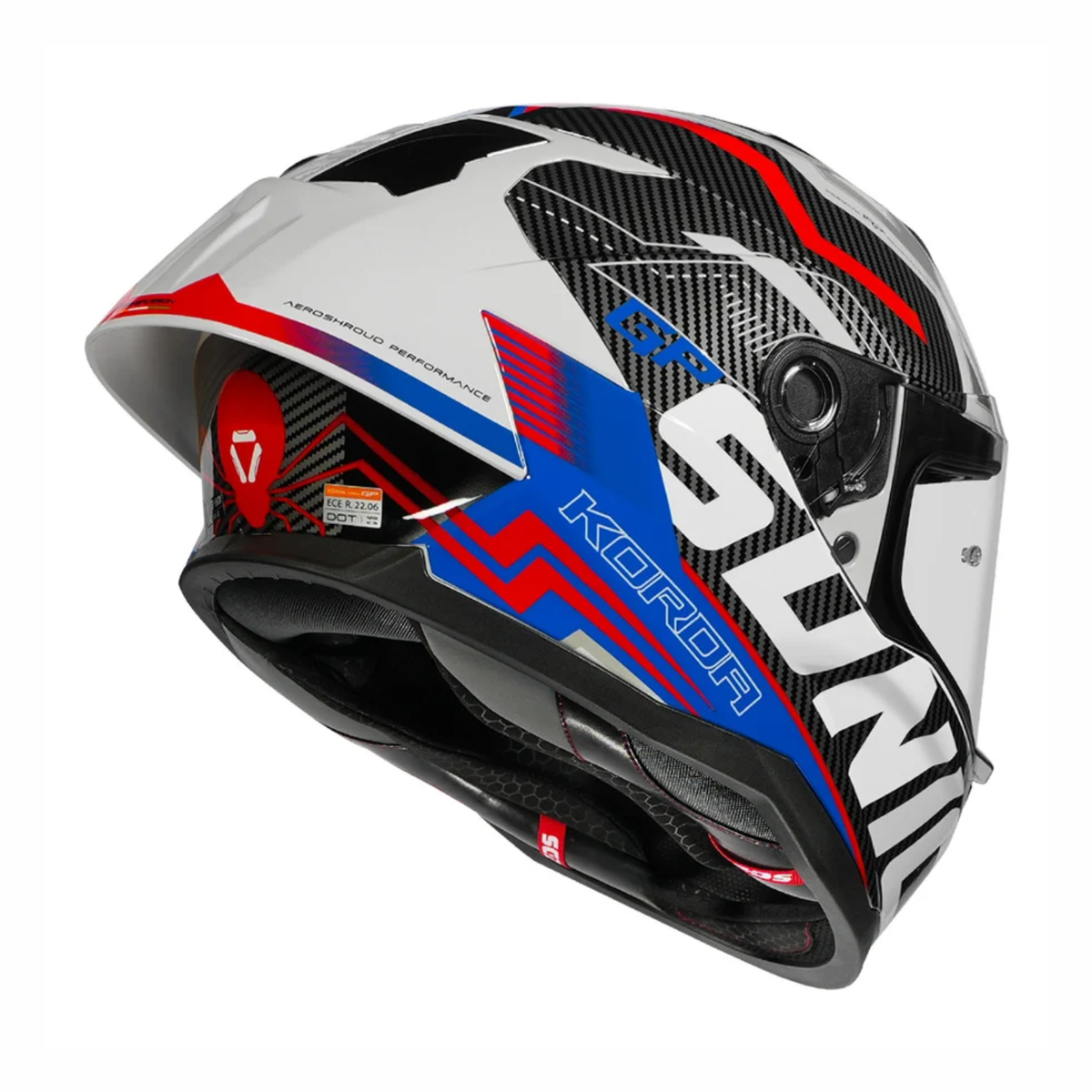 Korda Sonic GP SPI-D Helmet - Gloss Silver White Blue