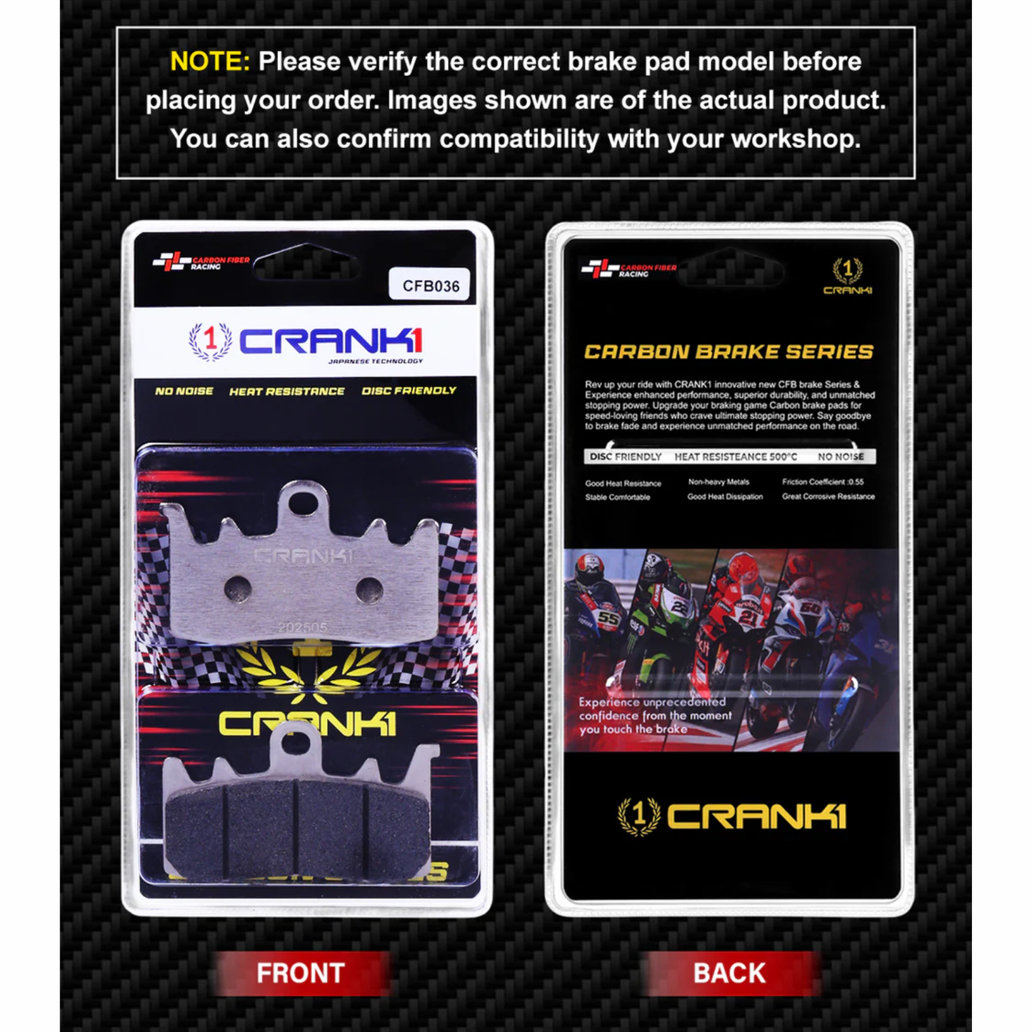 Crank1 Carbon Brake Pads for Ducati Monster 937 (2021)
