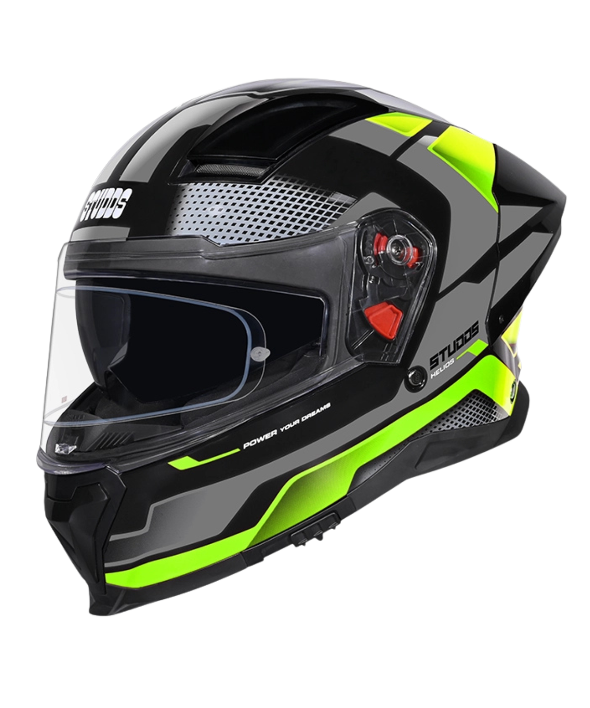 Studds Helios D1 Asphalt Decor Graphics Helmet - Gloss Black Green N3 - Studds