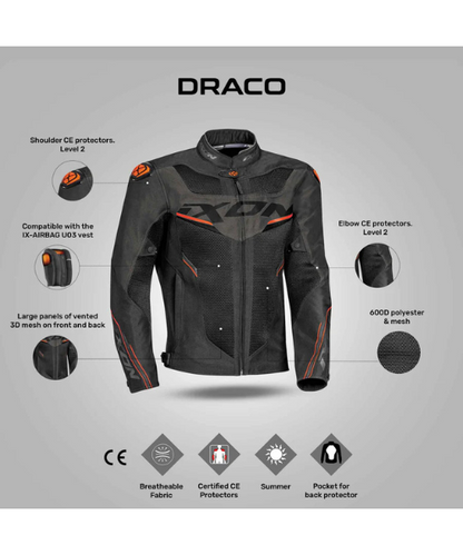 Ixon Draco Riding Jacket - Black Anthracite Orange