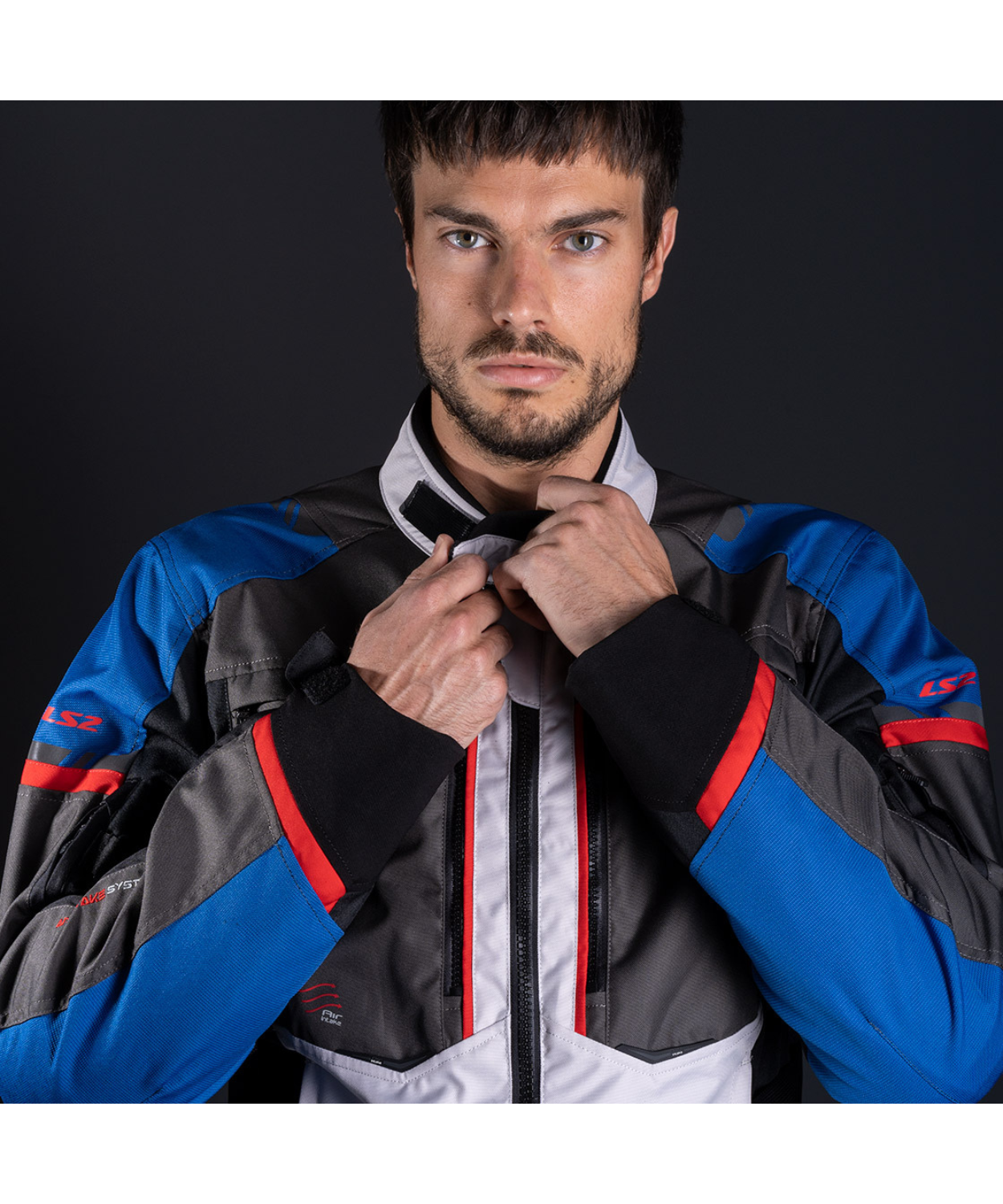 LS2 Norway Riding Jacket - Blue Black Grey Red