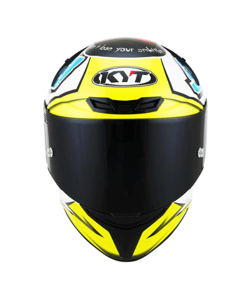 KYT TT Course 98 Bomb Helmet - Gloss Yellow Black Blue