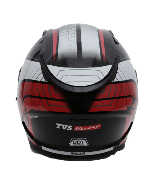 TVS Racing Matt Helmet - Red & White Single Visor