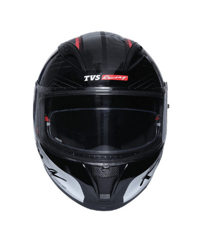 TVS Racing Matt Helmet - Red & White Double Visor