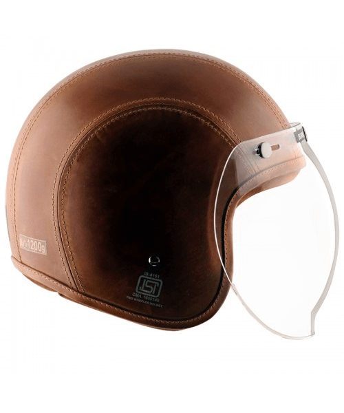 Axor Retro Jet Leather Burnt Helmet - Camel Brown