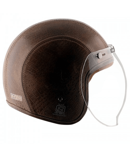 Axor Retro Jet Leather Poison Helmet - Coco Brown