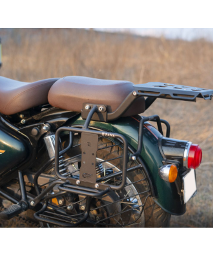 Zana Saddle Stays Mild Steel With Exhaust Sheild With Jerry Can Mounting For Classic 350 Reborn - Texture Matt Black