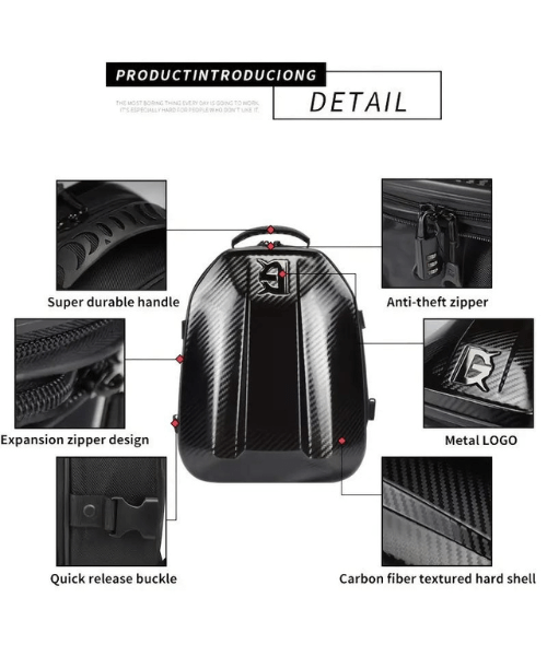 Ghost Racing Motorcycle Hard Shell Riding Tail Pack Back Pack - Black